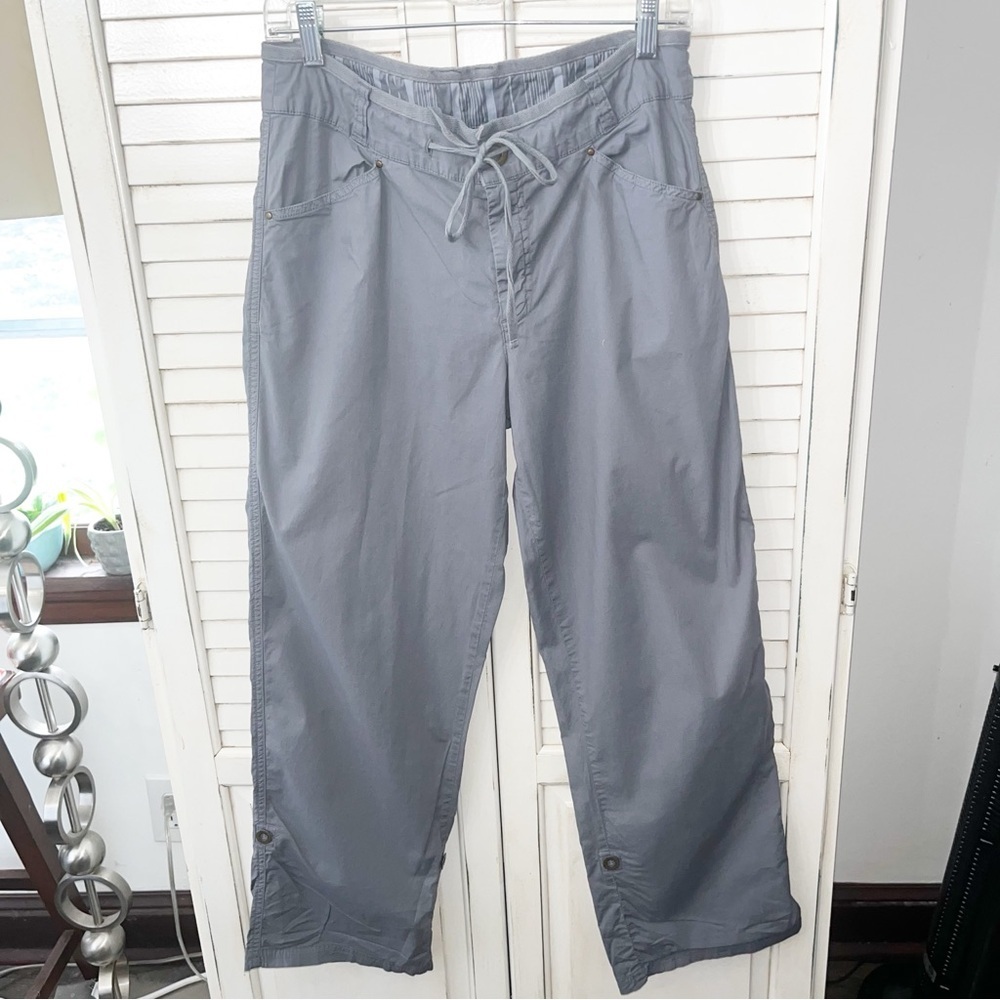 Fresh Produce Grey Broadcloth Stretch Roll-up Drawstring Pants Med